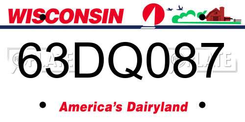 63DQ087 Wisconsin License Plate