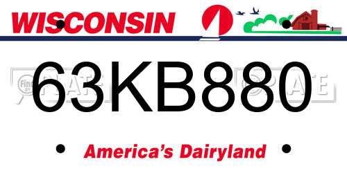 63KB880 Wisconsin License Plate
