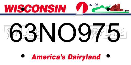 63NO975 Wisconsin License Plate