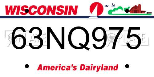63NQ975 Wisconsin License Plate
