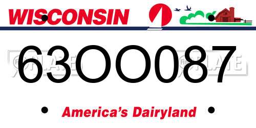 63OO087 Wisconsin License Plate