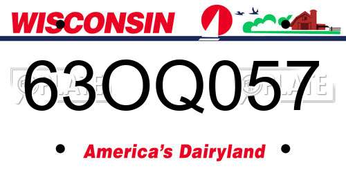 63OQ057 Wisconsin License Plate