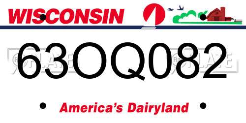 63OQ082 Wisconsin License Plate