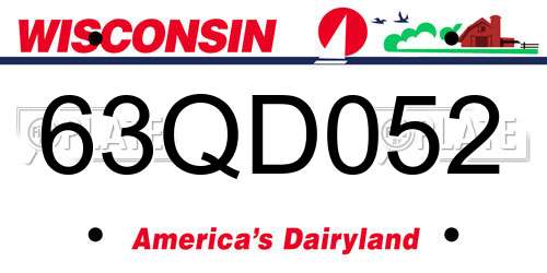 63QD052 Wisconsin License Plate