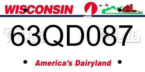 63QD087 Wisconsin License Plate