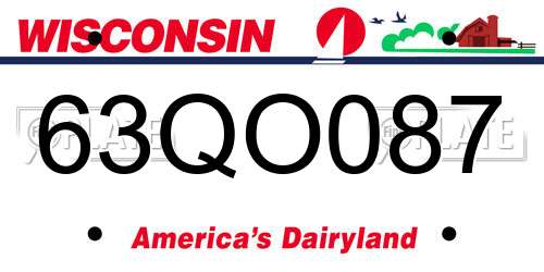 63QO087 Wisconsin License Plate