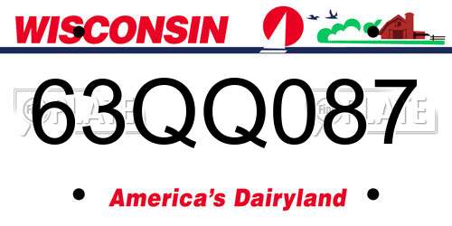63QQ087 Wisconsin License Plate