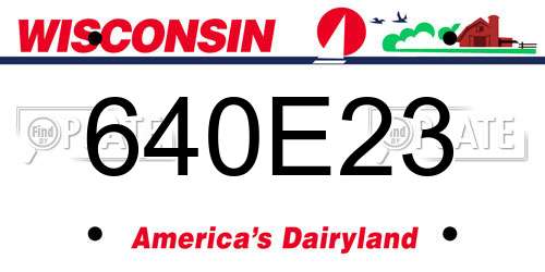640E23 Wisconsin License Plate