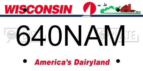 640NAM Wisconsin License Plate