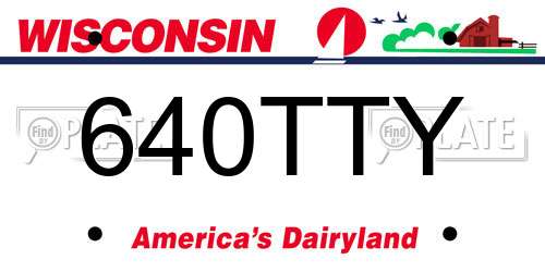 640TTY Wisconsin License Plate