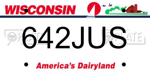 642JUS Wisconsin License Plate