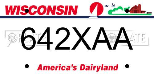 642XAA Wisconsin License Plate