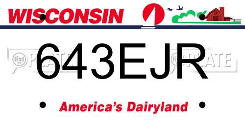 643EJR Wisconsin License Plate