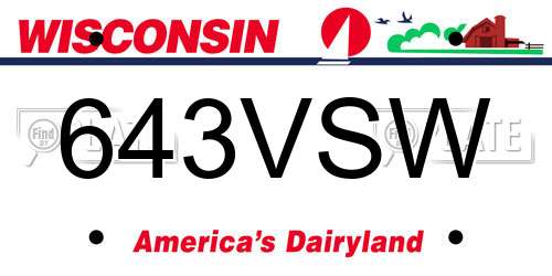 643VSW Wisconsin License Plate