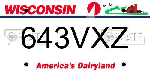 643VXZ Wisconsin License Plate