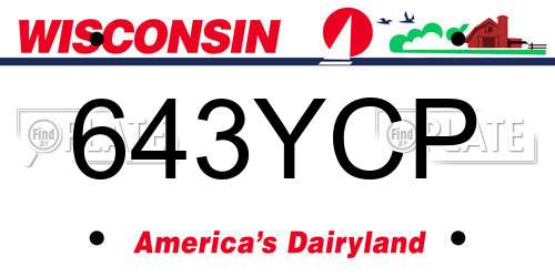 643YCP Wisconsin License Plate