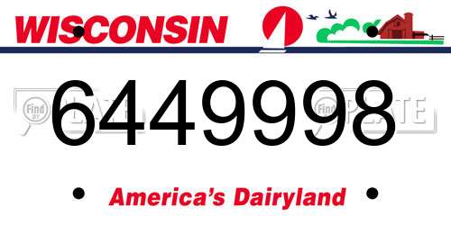 6449998 Wisconsin License Plate