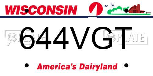 644VGT Wisconsin License Plate
