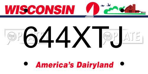 644XTJ Wisconsin License Plate