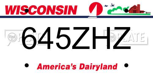 645ZHZ Wisconsin License Plate