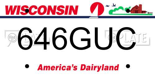 646GUC Wisconsin License Plate