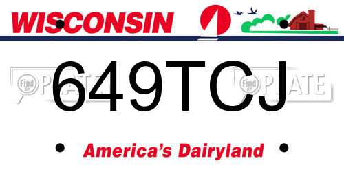649TCJ Wisconsin License Plate