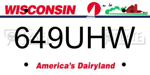 649UHW Wisconsin License Plate