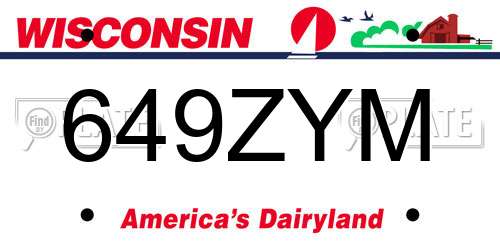 649ZYM Wisconsin License Plate