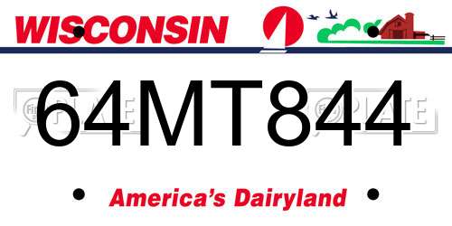 64MT844 Wisconsin License Plate