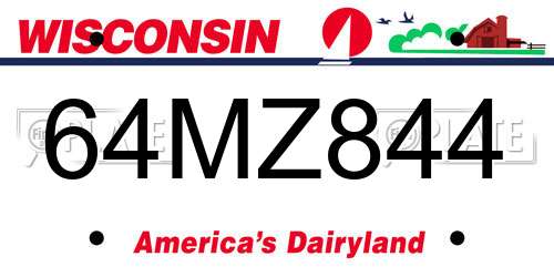 64MZ844 Wisconsin License Plate