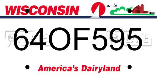 64OF595 Wisconsin License Plate