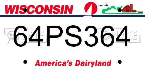 64PS364 Wisconsin License Plate