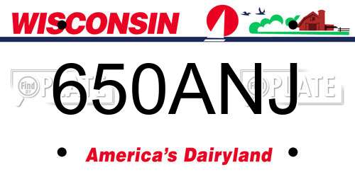 650ANJ Wisconsin License Plate