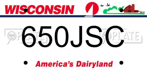 650JSC Wisconsin License Plate