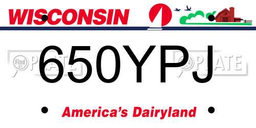 650YPJ Wisconsin License Plate