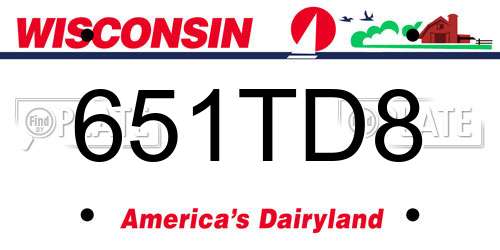 651TD8 Wisconsin License Plate