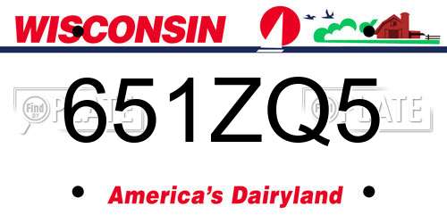 651ZQ5 Wisconsin License Plate