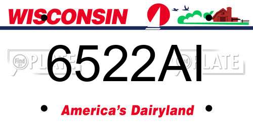 6522AI Wisconsin License Plate