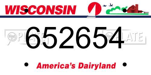 652654 Wisconsin License Plate
