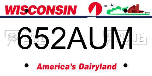 652AUM Wisconsin License Plate