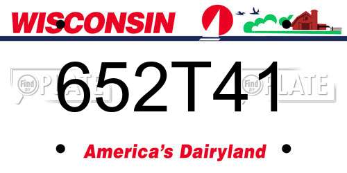 652T41 Wisconsin License Plate