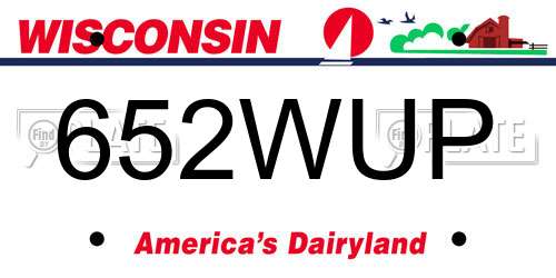 652WUP Wisconsin License Plate