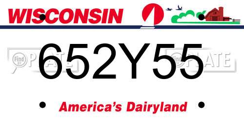 652Y55 Wisconsin License Plate