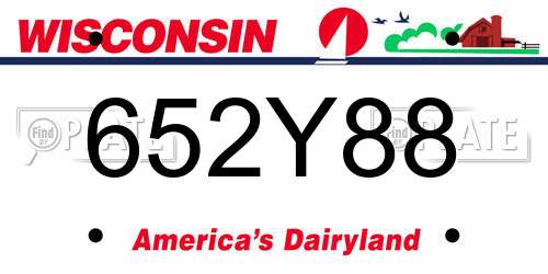 652Y88 Wisconsin License Plate