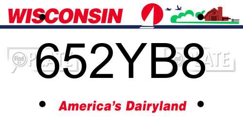 652YB8 Wisconsin License Plate