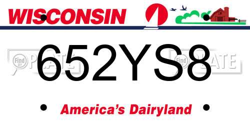 652YS8 Wisconsin License Plate
