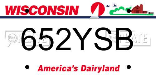 652YSB Wisconsin License Plate