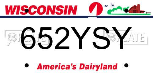 652YSY Wisconsin License Plate