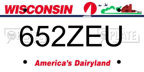 652ZEU Wisconsin License Plate