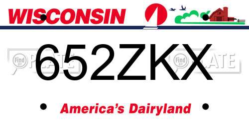 652ZKX Wisconsin License Plate